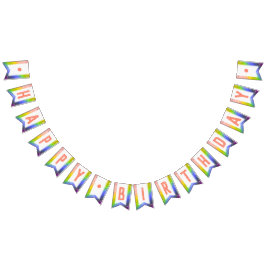 コーラルウォータータイポグラフィハッピーバースデーレインボー バンティングフラッグ