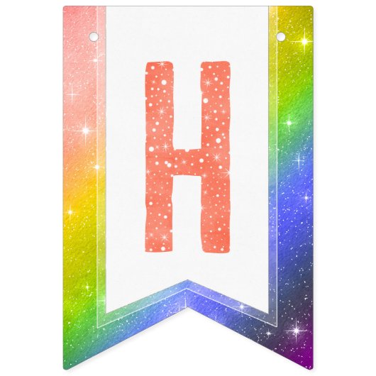 コーラルウォータータイポグラフィハッピーバースデーレインボー バンティングフラッグ (第2の旗)