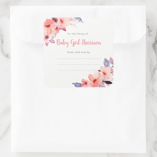 コーラルウォーターフローラガールブックプレートシール スクエアシール (バッグ)