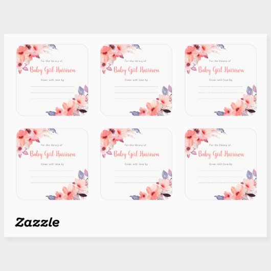 コーラルウォーターフローラガールブックプレートシール スクエアシール (シート)