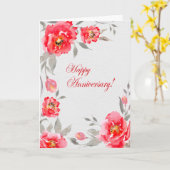 コーラルウォーターフローラポピー記念日カード カード (黄色い花)