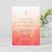 コーラルウォーターミニマル結婚カラー 招待状 (スタンド正面)