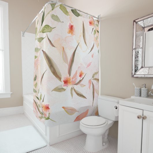 コーラルウォーター洗足優しい落ち花花びら シャワーカーテン (インサイチュ)