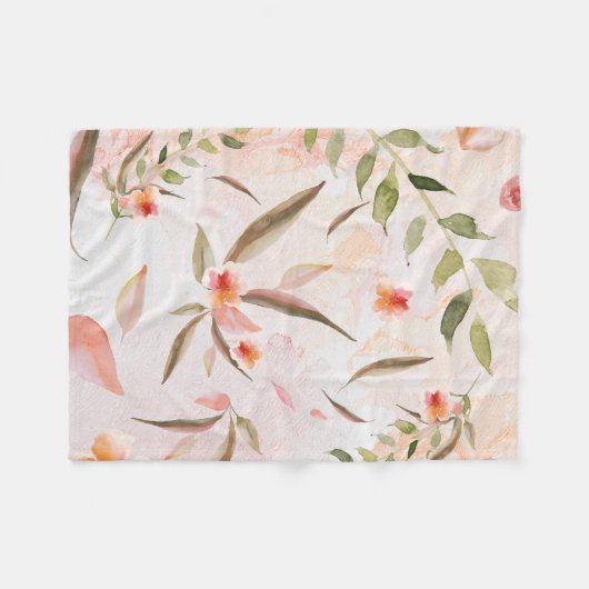 コーラルウォーター洗足優しい落ち花花びら フリースブランケット (正面(横))