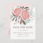 コーラルウォーター素朴カラーバラフローラ保存日 案内ポストカード (正面/裏面)