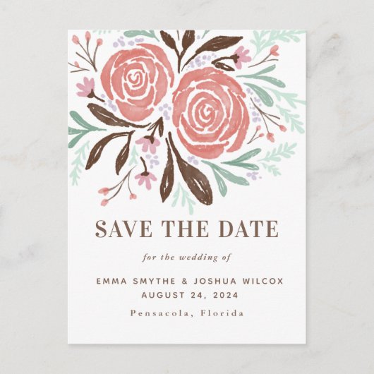 コーラルウォーター素朴カラーバラフローラ保存日 案内ポストカード (正面)