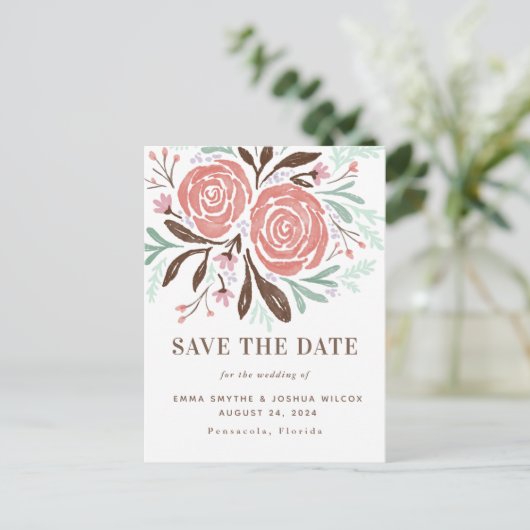 コーラルウォーター素朴カラーバラフローラ保存日 案内ポストカード (スタンド正面)