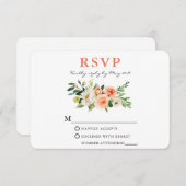 コーラルウォーター色のフローラ エレガント 出欠カード (正面/裏面)