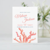 コーラルウォーター色アートオレンジブルー海結婚ズ 出欠カード (スタンド正面)