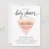 コーラルウォーター色タイポグラフィ赤ちゃんシャワー招待 招待状 (正面)