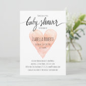 コーラルウォーター色タイポグラフィ赤ちゃんシャワー招待 招待状 (スタンド正面)