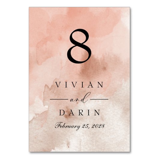 コーラルウォーター色テーブル番号素朴の結婚記号 テーブルナンバー (正面)