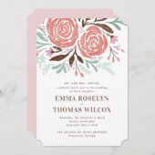 コーラルウォーター色バラフローラ結婚式招待状 招待状 (正面/裏面)