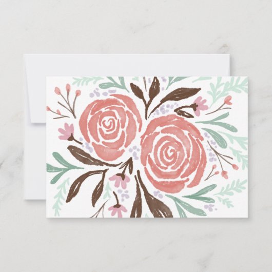 コーラルウォーター色バラ結婚フローラ セーブザデート (裏面)