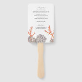 コーラルウォーター色ビーチモダン結婚式 プログラム ハンドファン (裏面)