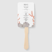 コーラルウォーター色ビーチモダン結婚式 プログラム ハンドファン (正面)