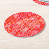 コーラルウォーター色フラミンゴモロッコ ラウンドペーパーコースター (アングル)