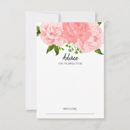 コーラルウォーター色フローラブライダルシャワーアドバイスカード 招待状 (正面)
