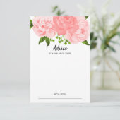 コーラルウォーター色フローラブライダルシャワーアドバイスカード 招待状 (スタンド正面)