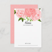 コーラルウォーター色フローラブライダルシャワーアドバイスカード 招待状 (正面/裏面)