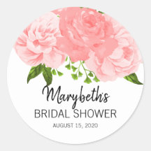 コーラルウォーター色フローラブライダルシャワーシール