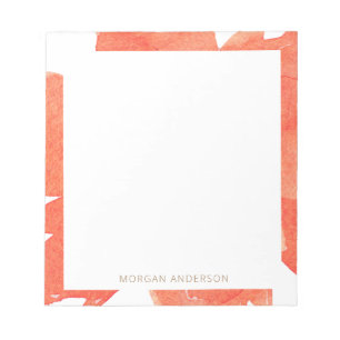 コーラルウォーター色フローラモノグラム ノートパッド