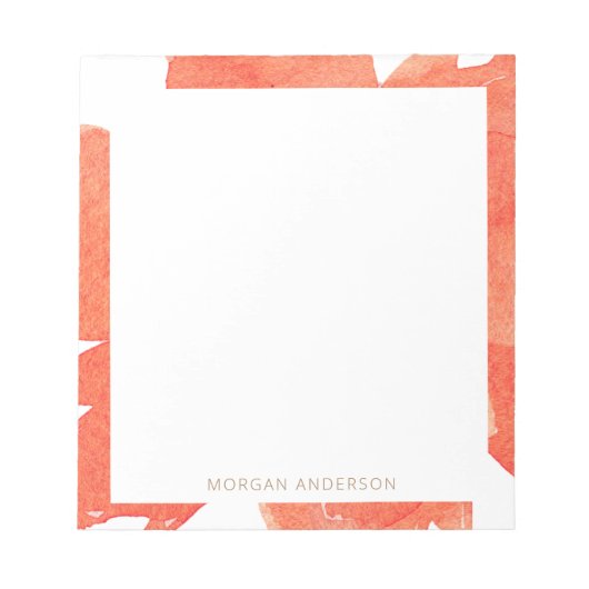 コーラルウォーター色フローラモノグラム ノートパッド (正面)