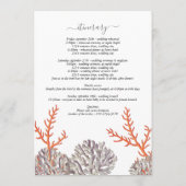 コーラルウォーター色モダンビーチ結婚の旅程 プログラム (裏面)