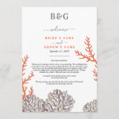 コーラルウォーター色モダンビーチ結婚の旅程 プログラム (正面)