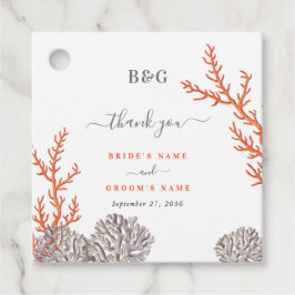 コーラルウォーター色モダンビーチ結婚ズ・ギフト フェイバータグ