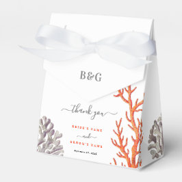 コーラルウォーター色モダンビーチ結婚ズ・ギフト フェイバーボックス