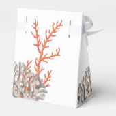 コーラルウォーター色モダンビーチ結婚ズ・ギフト フェイバーボックス (裏面サイド)