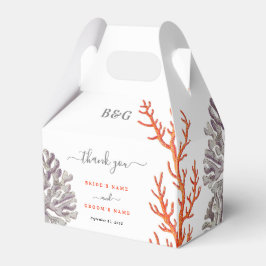 コーラルウォーター色モダンビーチ結婚ズ・ギフト フェイバーボックス