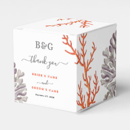 コーラルウォーター色モダンビーチ結婚ズ・ギフト フェイバーボックス
