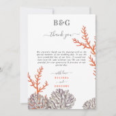 コーラルウォーター色モダンビーチ結婚ズ サンキューカード (正面)