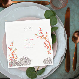 コーラルウォーター色モダンビーチ結婚ズ スタンダードランチョンナプキン
