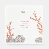 コーラルウォーター色モダンビーチ結婚ズ スタンダードランチョンナプキン (正面)