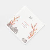 コーラルウォーター色モダンビーチ結婚ズ スタンダードランチョンナプキン (角)