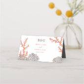 コーラルウォーター色モダンビーチ結婚ズ プレイスカード (裏面)