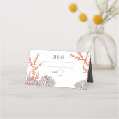 コーラルウォーター色モダンビーチ結婚ズ プレイスカード (正面)