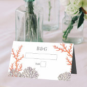 コーラルウォーター色モダンビーチ結婚ズ プレイスカード