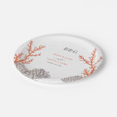 コーラルウォーター色モダンビーチ結婚ズ ペーパープレート (アングル)