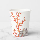 コーラルウォーター色モダンビーチ結婚ズ 紙コップ (裏面)
