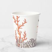 コーラルウォーター色モダンビーチ結婚ズ 紙コップ (正面)
