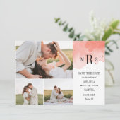 コーラルウォーター色モノグラムフォトコラージュ セーブザデート (スタンド正面)