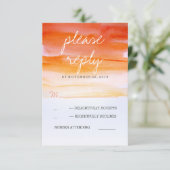 コーラルウォーター色ロマン結婚チックの返信カード 出欠カード (スタンド正面)