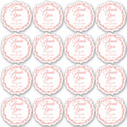 コーラルウッシ結婚ーのサンキューコンタービニル シール (正面)