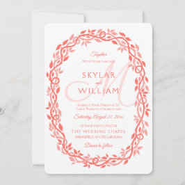 コーラルウッドシ結婚ーのリビングコーラルリースシック 招待状