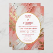 コーラルエレガンスコンテンポラリーのコミットメント式 招待状 (正面/裏面)
