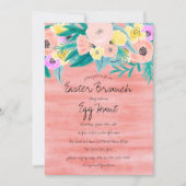 コーラルエレガントイエローフローラ水の色イースター 招待状 (正面)